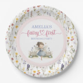 Wildflower Whimsical Fairy First Birthday Party Papieren Bordje (Voorkant)