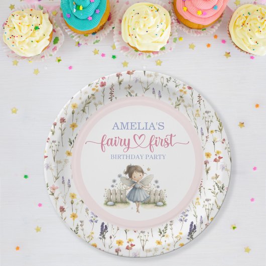 Wildflower Whimsical Fairy First Birthday Party Papieren Bordje