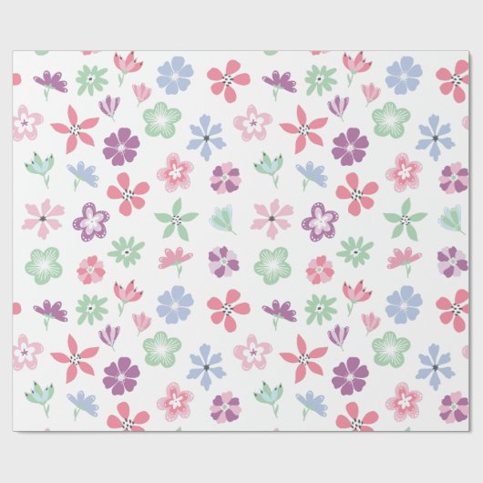 Wildflower Whimsy Floral Pattern Cadeaupapier (Vlak)