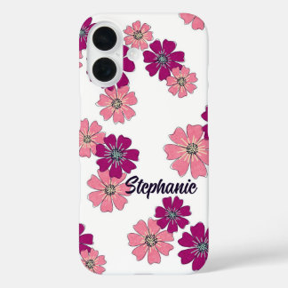 Wildflower Whimsy - Roze Hand getrokken bloemen iPhone 16 Hoesje
