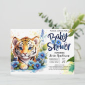 Wildflower Whimsy Tiger Cubs Baby shower Kaart (Staand voorkant)