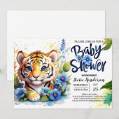 Wildflower Whimsy Tiger Cubs Baby shower Kaart (Voorkant / Achterkant)