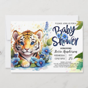 Wildflower Whimsy Tiger Cubs Baby shower Kaart