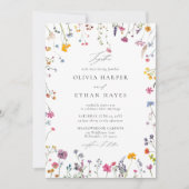 Wildflower Whimsy Watercolor Elegant Chic Wedding Kaart (Voorkant)