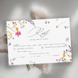 Wildflower Whimsy Watercolor Elegant Wedding Meal RSVP Kaartje