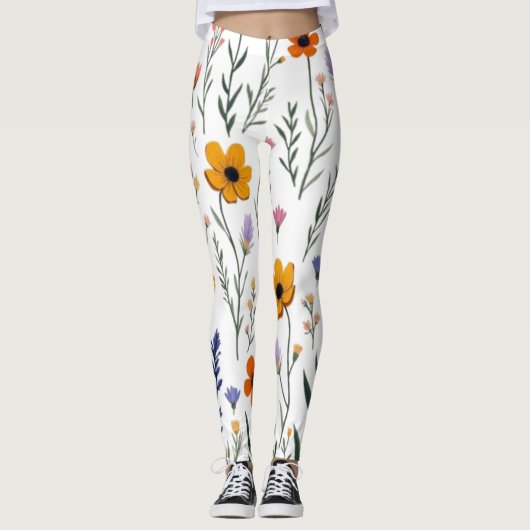 Wildflower Whimsy – Zachte weide Patroon Leggings (Voorkant)