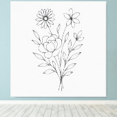 Wildflower Whisper” Minimalist Botanical Print (Insitu (Houten vloer))