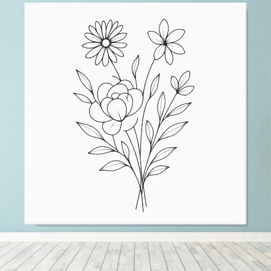 Wildflower Whisper” Minimalist Botanical Print (Insitu (Houten vloer))