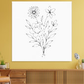 Wildflower Whisper” Minimalist Botanical Print (Insitu (Woonkamer))
