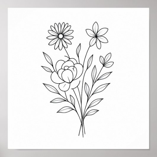 Wildflower Whisper” Minimalist Botanical Print (Voorkant)