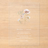 Wildflower Whispers Acryl Huwelijksuitnodiging Uitnodigingen (Voorkant)