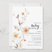 Wildflower White Boho Baby shower Invitation Kaart (Voorkant)