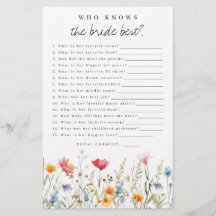 Wildflower Wie kent de bruid beste douche spel