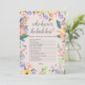 Wildflower Wie kent de bruid de Meest Spel Kaart (Staand voorkant)