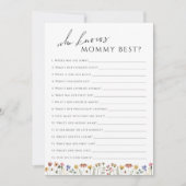 Wildflower Wie kent mama Baby shower spel Kaart (Voorkant)