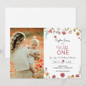 Wildflower Wild Een Eerste Verjaardag Foto Kaart (Voorkant / Achterkant)