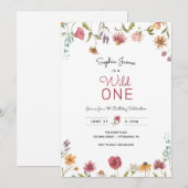 Wildflower Wild Een Eerste Verjaardag Kaart (Voorkant / Achterkant)