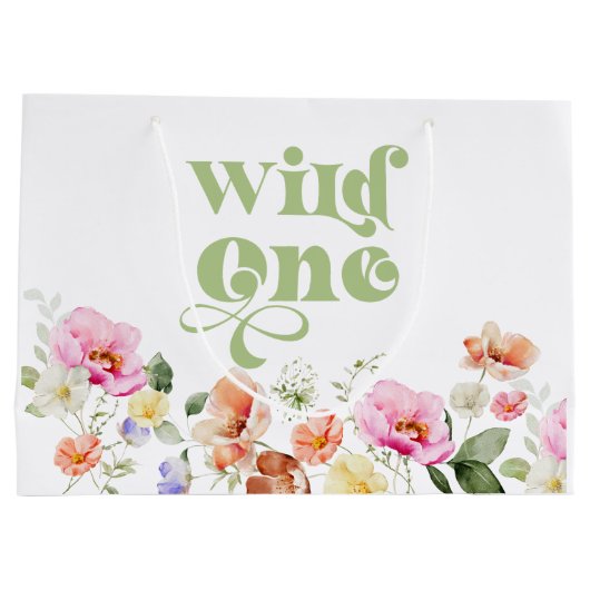 Wildflower Wild een meisje 1e verjaardag Groot Cadeauzakje (Achterkant)
