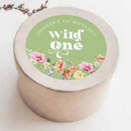 Wildflower Wild een meisje 1e verjaardag Ronde Sticker