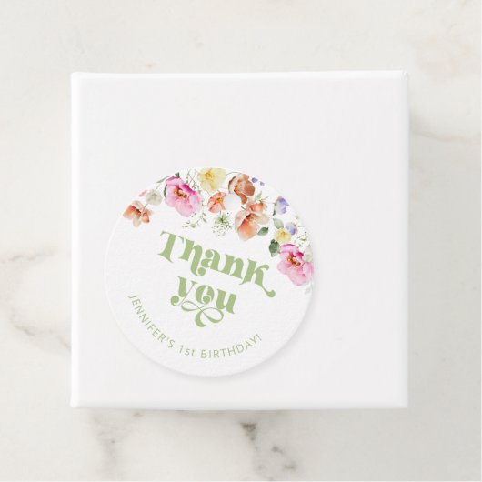 Wildflower wild een verjaardag dank u bedankjes labels (In situ)