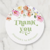 Wildflower wild een verjaardag dank u bedankjes labels (Voorkant)