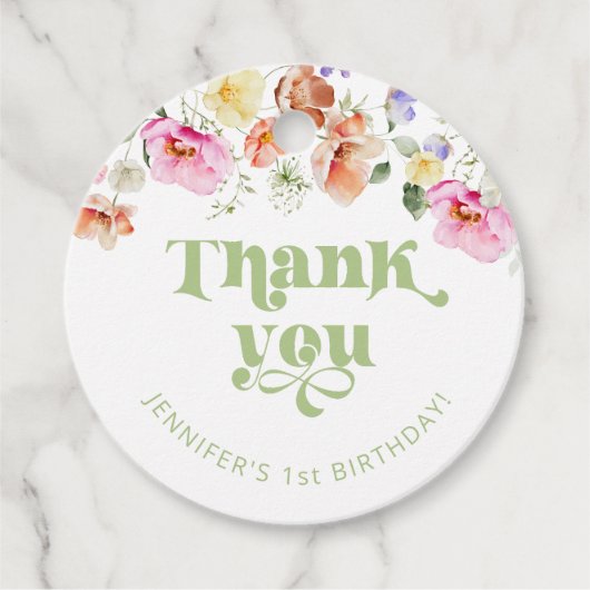 Wildflower wild een verjaardag dank u bedankjes labels (Voorkant)