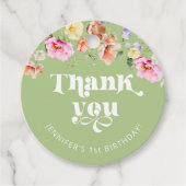 Wildflower wild een verjaardag dank u bedankjes labels (Voorkant)