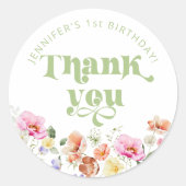 Wildflower Wild een verjaardag dank u Ronde Sticker (Voorkant)