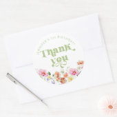 Wildflower Wild een verjaardag dank u Ronde Sticker (Envelop)