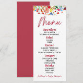 Wildflower Wild Flower Baby shower Voedsel Menu (Voorkant / Achterkant)