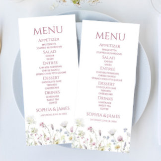Wildflower Wild Flower Floral Garden Wedding Food Menu