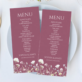 Wildflower Wild Flower Floral Garden Wedding Food Menu