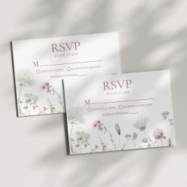 Wildflower Wild Flower Floral Wedding RSVP Card Kaartje