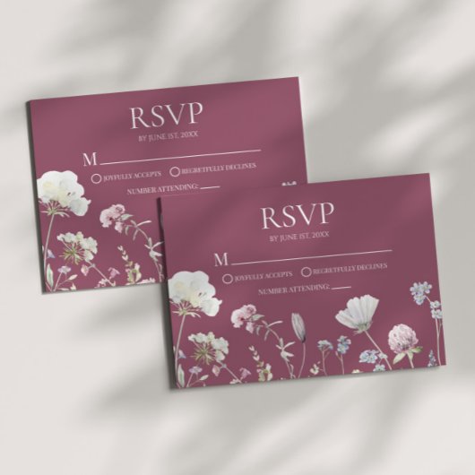 Wildflower Wild Flower Floral Wedding RSVP Card Kaartje
