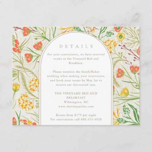 Wildflower Wild Meadow Outdoor Wedding Informatiekaartje (Voorkant)