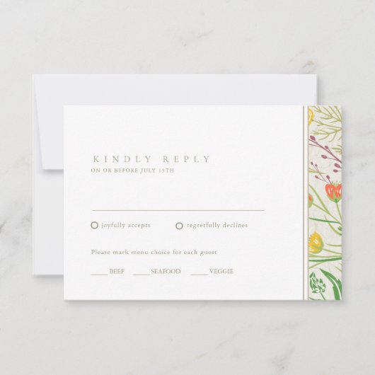 Wildflower Wild Meadow Outdoor Wedding RSVP Kaartje (Voorkant)