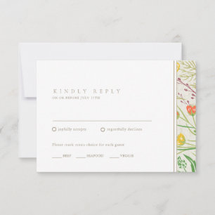 Wildflower Wild Meadow Outdoor Wedding RSVP Kaartje