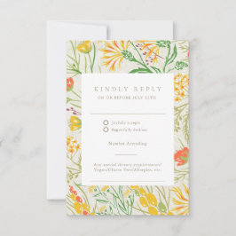 Wildflower Wild Meadow QR Code Outdoor Wedding RSVP Kaartje