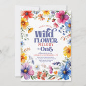 Wildflower Wild One 1st birthday Invitation Kaart (Voorkant)