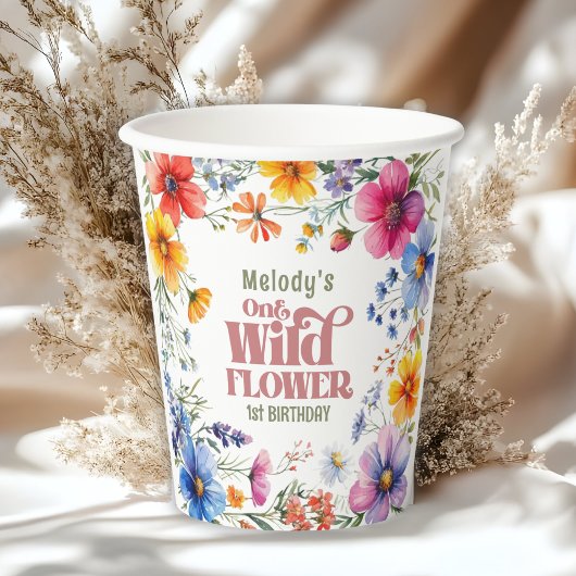 Wildflower Wild One 1st birthday Papieren Bekers