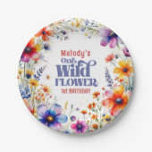 Wildflower Wild One 1st birthday  Papieren Bordje (Voorkant)