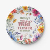 Wildflower Wild One 1st birthday  Papieren Bordje (Voorkant)