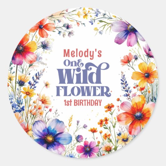 Wildflower Wild One 1st birthday Ronde Sticker (Voorkant)