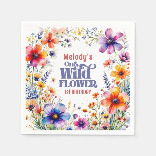 Wildflower Wild One 1st birthday  Servet (Voorkant)