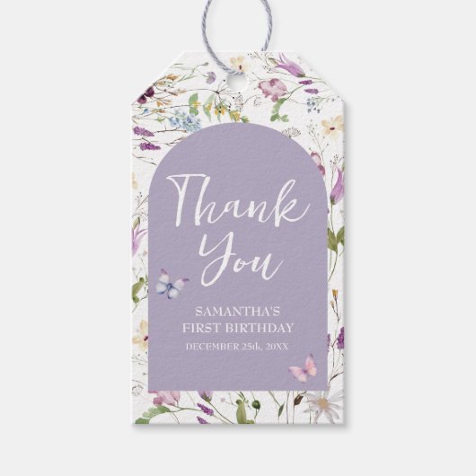 Wildflower Wild ONE Butterfly Garden Bedankt Cadeaulabel (Voorkant)