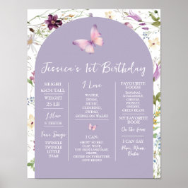 Wildflower Wild ONE Butterfly Garden Milestone Poster