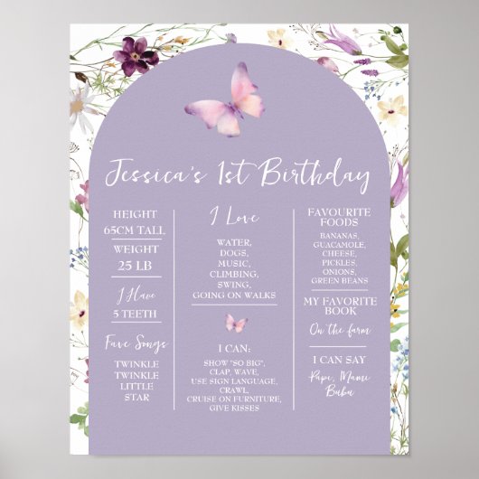 Wildflower Wild ONE Butterfly Garden Milestone Poster (Voorkant)