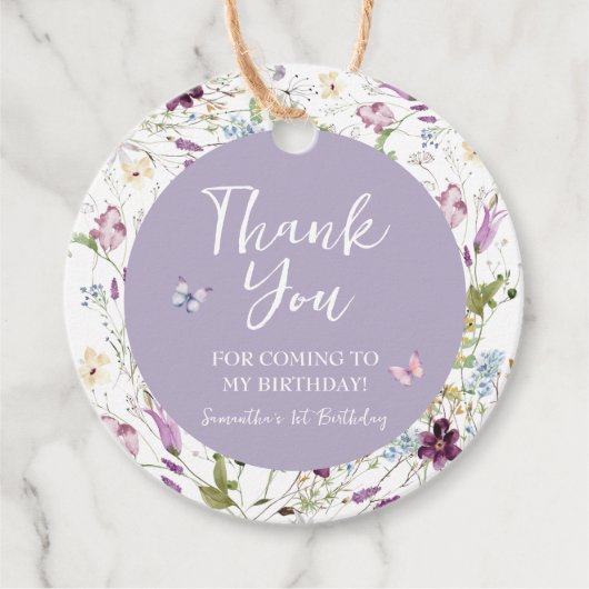 Wildflower Wild ONE Butterfly Garden Party Bedankjes Labels (Voorkant)