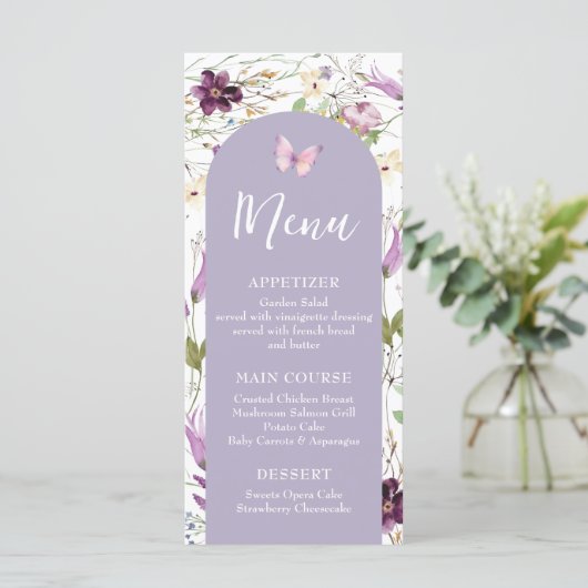 Wildflower Wild ONE Butterfly Garden Party Menu (Staand voorkant)