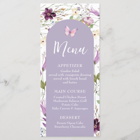 Wildflower Wild ONE Butterfly Garden Party Menu (Voorkant)